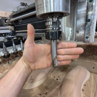 I've been working a lot on the new series of big wooden holds recently. 😊 Learning to use the new (custom made) CNC router...